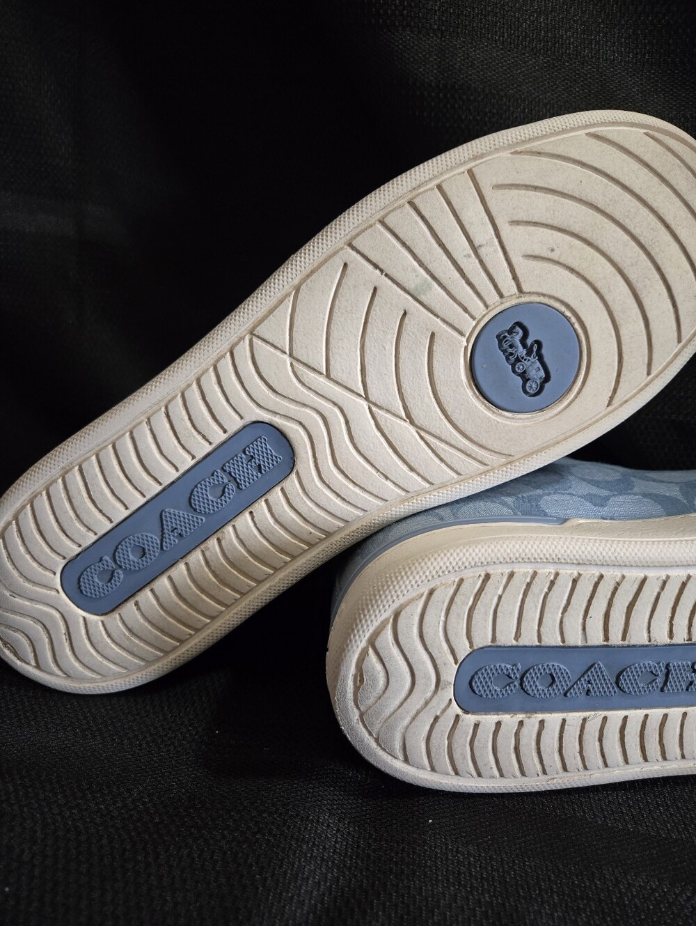 Coach Clip High Chambray Denim Blue High Top Signature-Pattern Sneakers - Picture 4 of 9